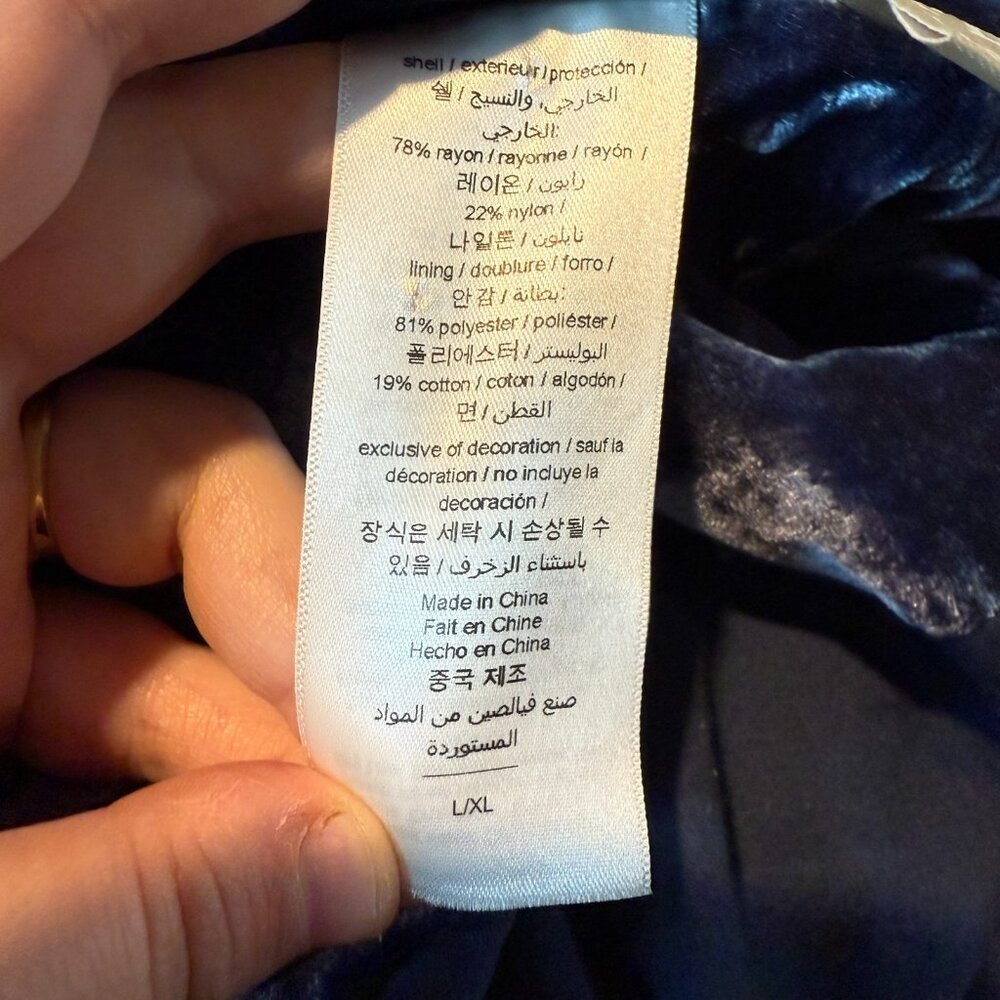 Pottery Barn Teen L/XL Harry Potter Ravenclaw Robe Blue Crushed Velvet Tie Waist - Picture 5 of 10